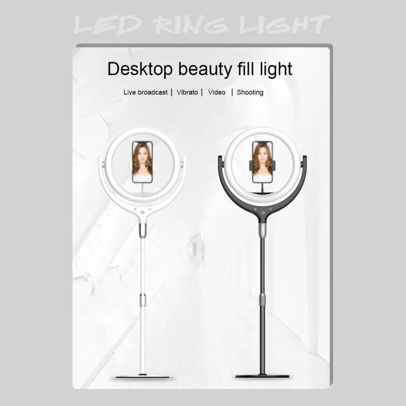  Phone Ring Fill Light Selfie Video Photo Lamp Adjustable Smartphone Holder Stand