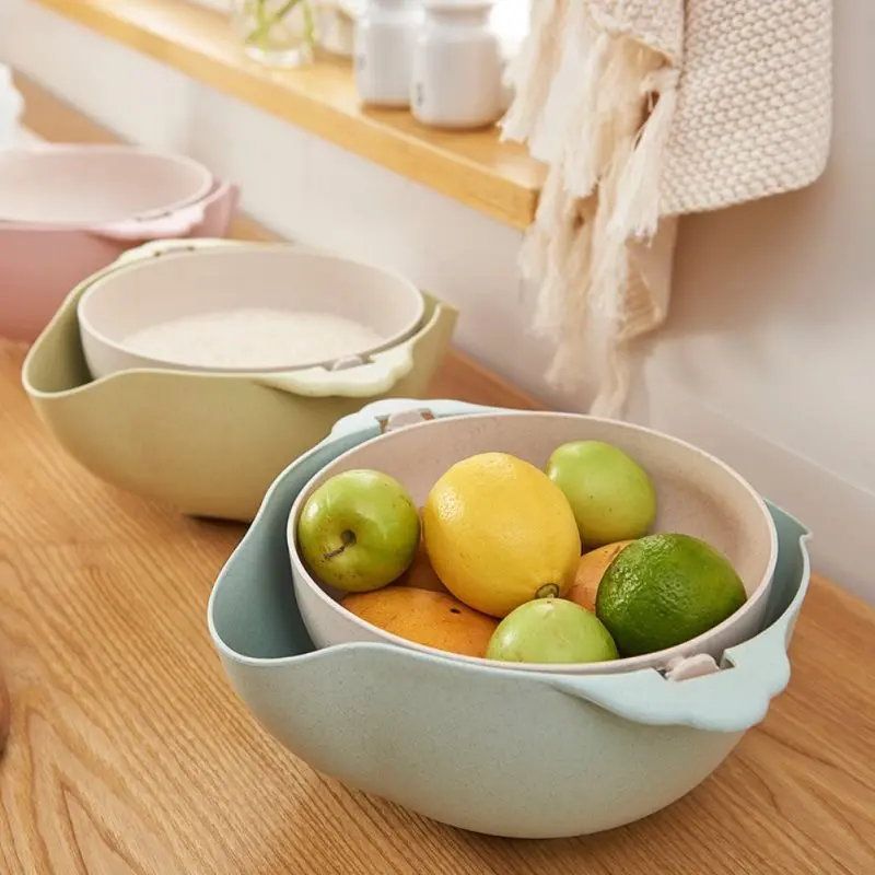 Кухонные овощные сливные корзины для мытья фруктов сетчатые чаши Многофункциональный фильтр двойной