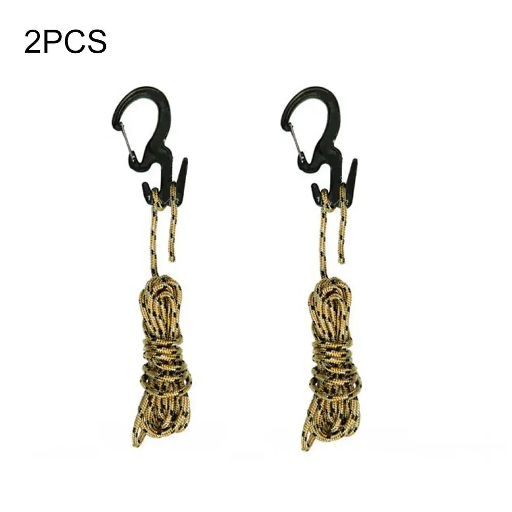 

2 Pack Camping Tent Carabiner Rope Tightener with Cord Small Aluminum Rope Tightening Mechanism For Outdoor Tents Accessories