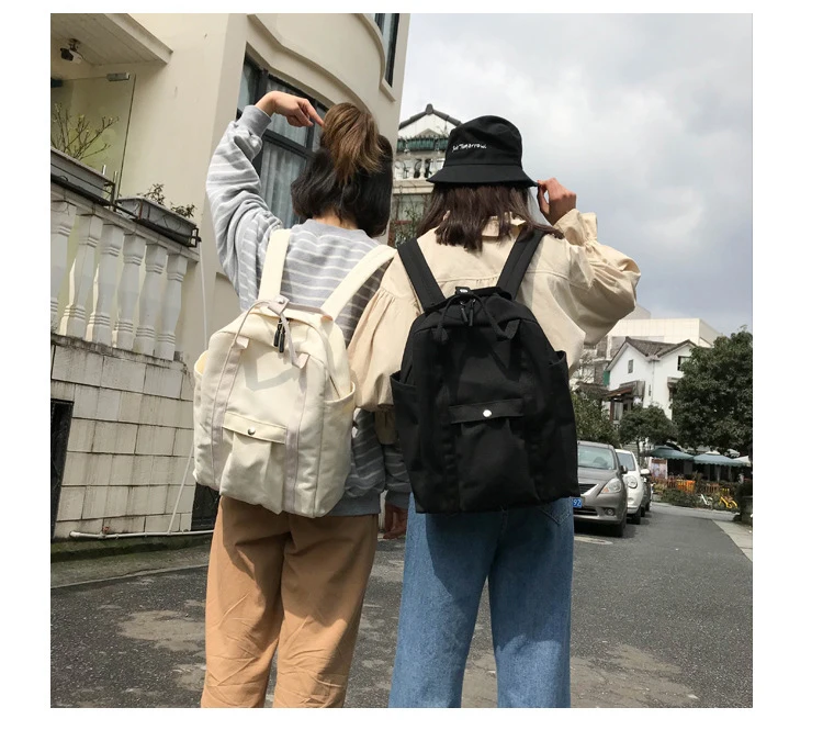 Harajuku холщовый рюкзак для женщин большой емкости школьные сумки, дорожные сумки для девочек повседневные подростковые Однотонные Рюкзак на плечо