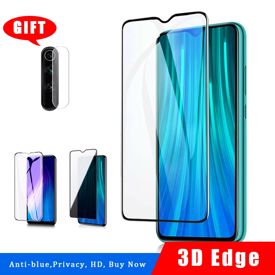 

Tempered glass For Xiaomi Redmi Note 8 pro screen protector redmi note 8 pro Camera protector Anti blue light ray Privacy glass