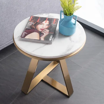

Creative oval small side table Mobile marble iron art sofa coffee table lazy bedside reading table pf92113