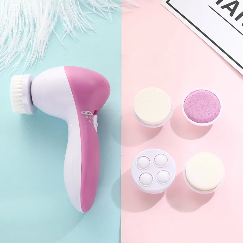 

5 in 1 Electric Facial Cleanser Wash Face Cleaning Machine Skin Pore Cleaner Body Cleansing Massage Mini Beauty Massager Brush