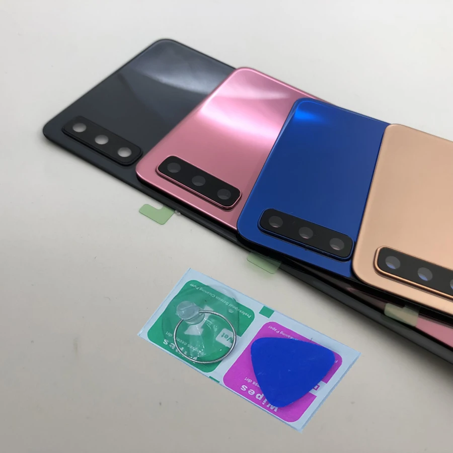 

For Samsung Galaxy A7 2018 A750F A750 Phone Housing Frame New Back Glass Cover Rear Panel Door Replacement Camera Lens + Tools