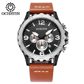 

Fashion Men Watch Quartz Analog Wristwatches Water Resistant Chronograph Sports Watch Leather Strap Mens Watches montre homme