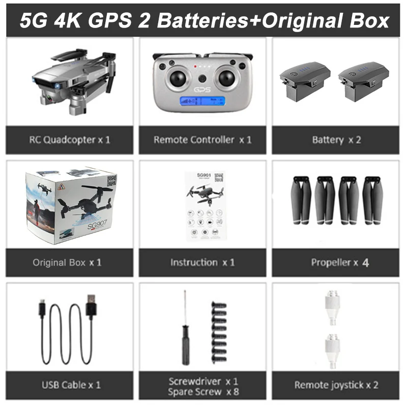 KEELEAD SG907 Дрон gps позиционирование 4 к карданный 5 г wifi Двойная камера Дрон Профессиональный gps возврат домой складной Квадрокоптер Радиоуправляемый Дрон - Цвет: 2 Batteries Box