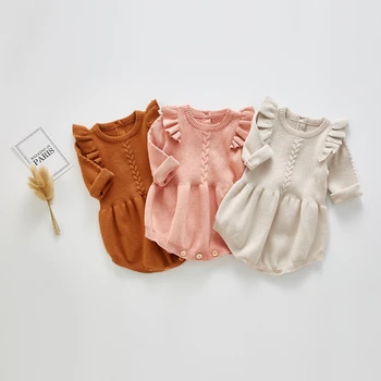 

Newborn Baby Girls Knit Long Sleeve Romper