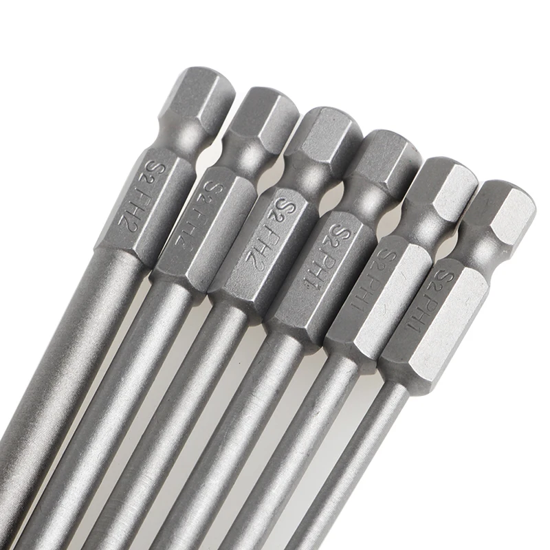 

6Pcs/Set 1/4'' Shank 150mm Long S2 Steel Magnetic Hex Cross Head Screwdriver Bit B95A