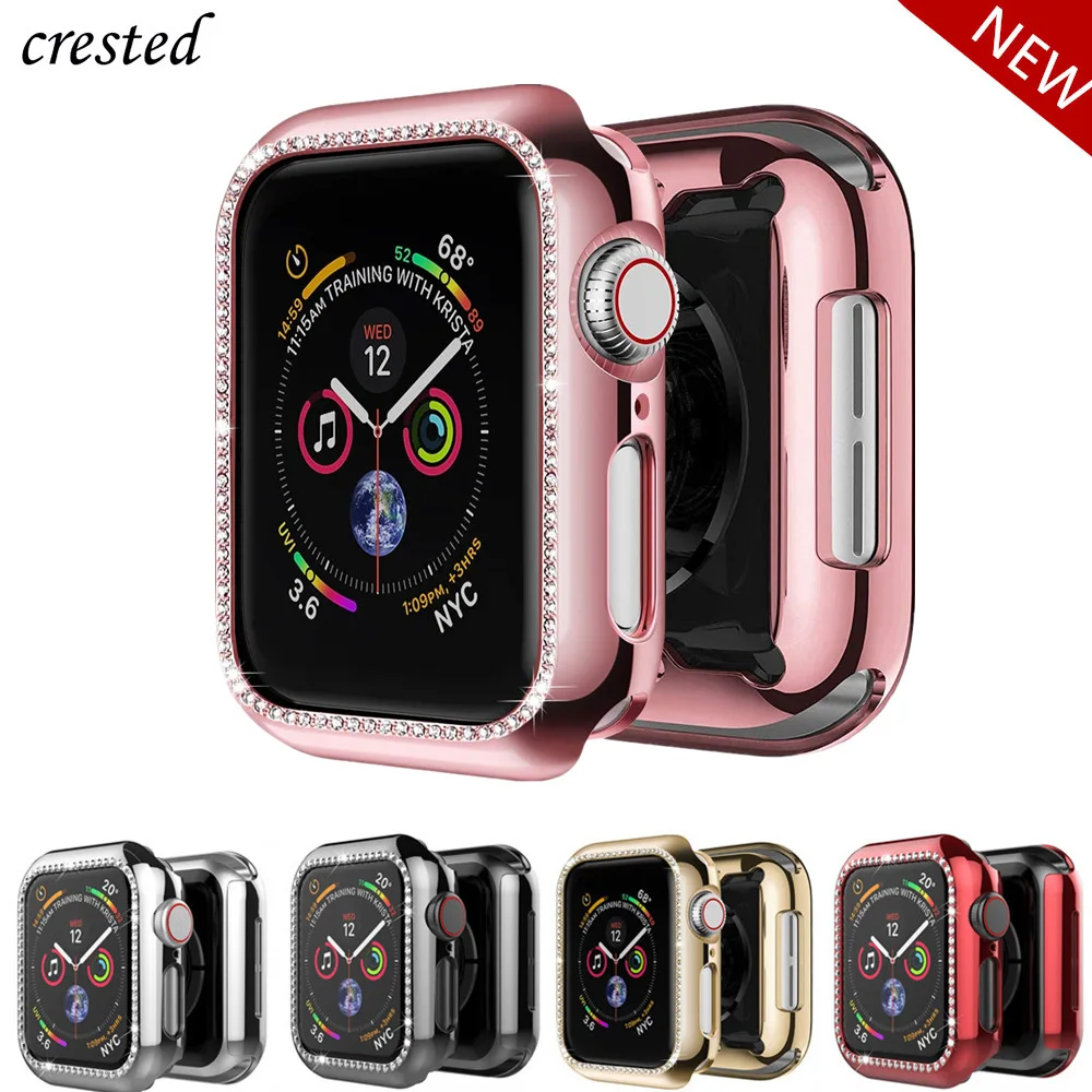 Шикарный чехол для Apple watch 4 band 44 мм 40 мм iwatch корпус 42 мм 38 мм Алмазный протектор экрана чехол бампер часы аксессуары 44