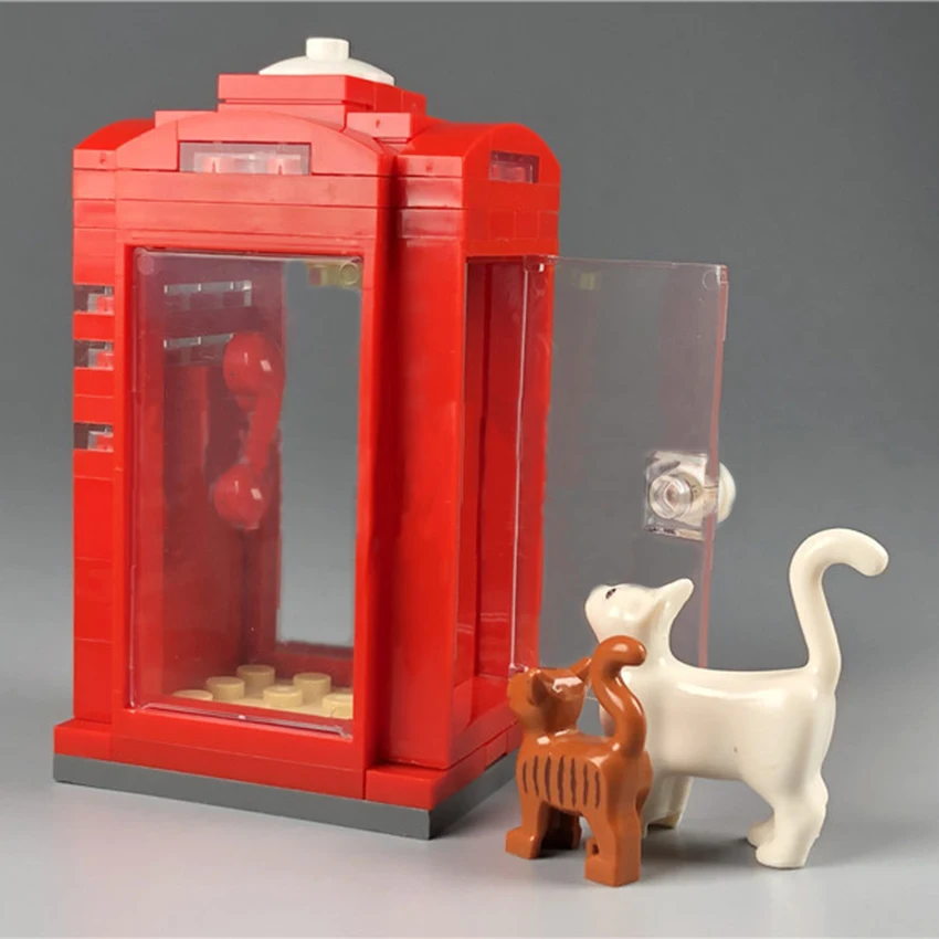 Single MOC Building Blocks Phone Booth Compatible with Logelings City Street View Children's DIY Scene Construction Toys (1)