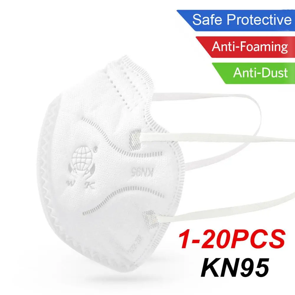 

1-20pc KN95 Dustproof Mask Protective Anti-dust Filter Cover PPE Breathable Face Masks N95 Mask Respirator Features as KF94 FFP2