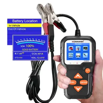 

KONNWEI KW650 Battery Tester 6-16V Analyzer 100 to 2000CCA Car Battery Tester Car Quick Cranking Charging Circut Tester