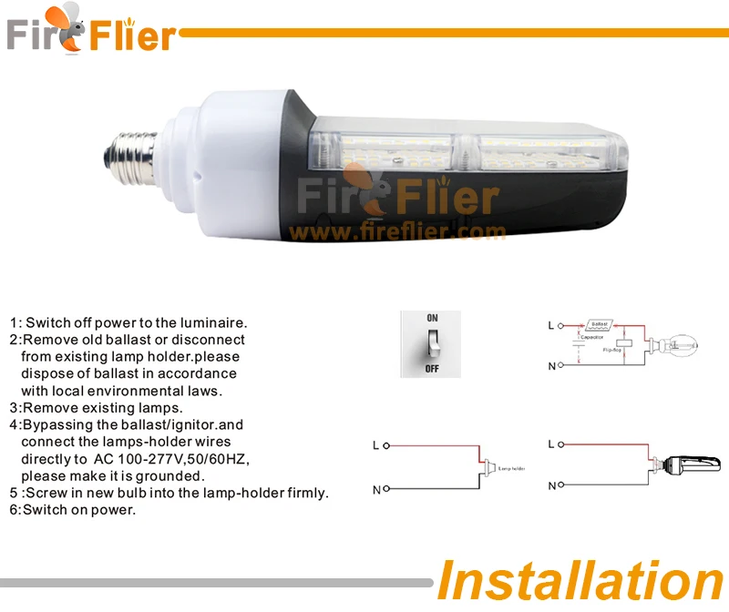 waterproof street led bulb e27 e40 installation