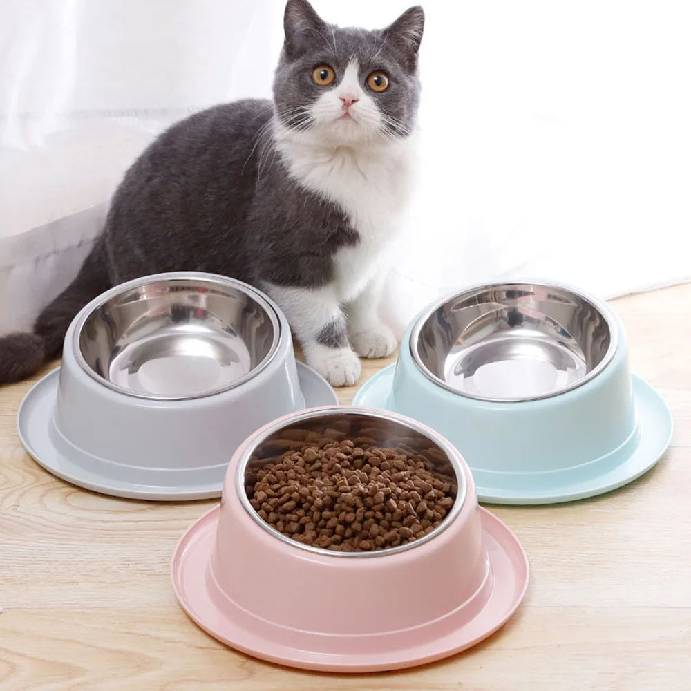 Non-slip Cat Bowls Stainless Steel Pet Bowl with Raised Stand Food and Water For Cats Dogs Feeder Product | Дом и сад