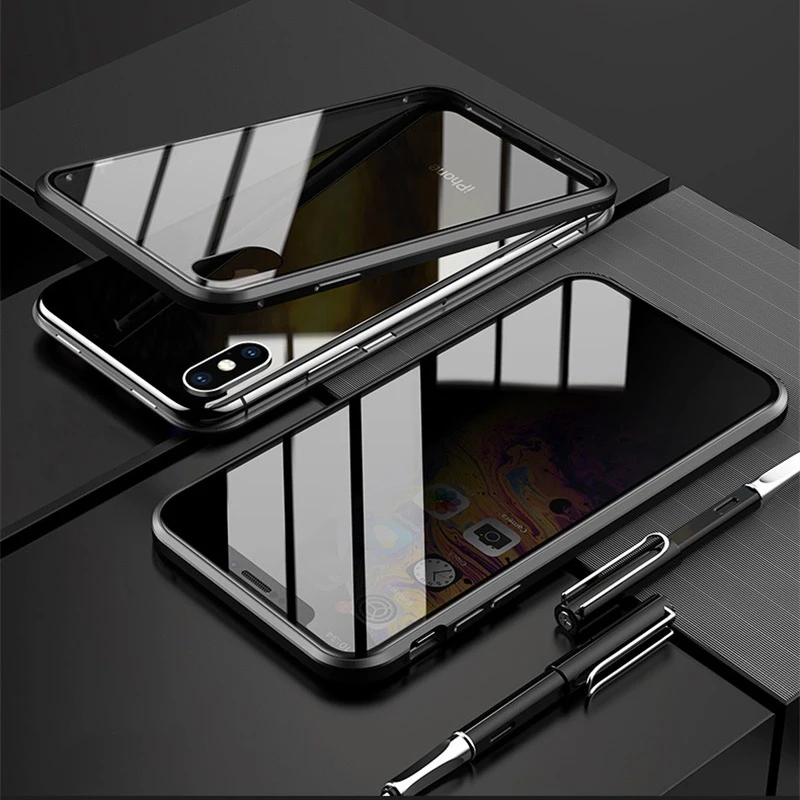 Чехол-книжка из закаленного стекла для iPhone 6, 7, 8 Plus, X, XR, XS Max, iPhone6, iPhone8, iPhone 8 Plus - Цвет: Black Double Glass