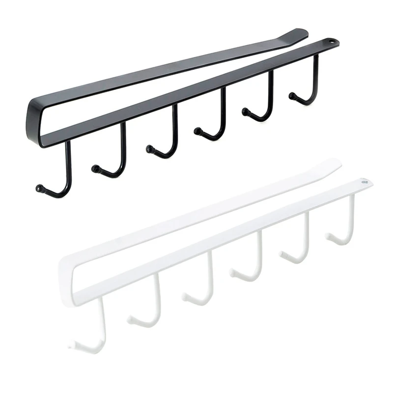

1PC 6 Hooks Cup Holder Iron Kitchen Storage Rack Cupboard Hanging Hook Shelf R9JC
