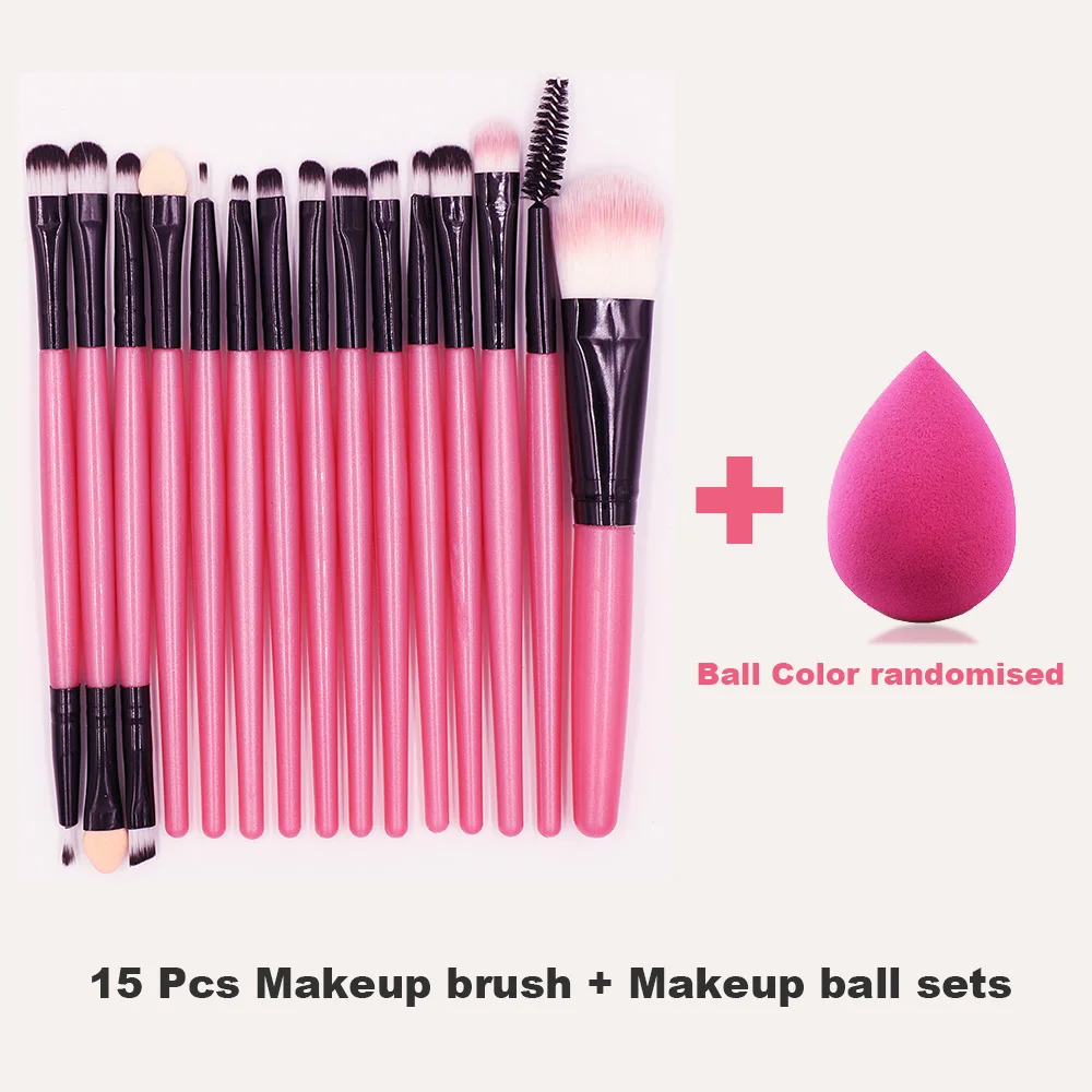 Pink Black and Ball 15, 20 шт., кисти для макияжа, наборы, GraySwan, основа, пудра, косметика, румяна, тени для век, для женщин, красота, блеск, кисти для макияжа, инструмент - Handle Color: Pink Black and Ball