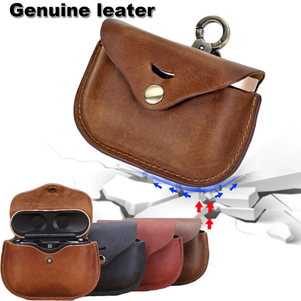 Headphone Genuine Leather Case For For Sony WF 1000XM3 Protective Cover For SONY Case Earpods Accessories Earphone Bags