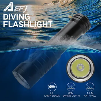 

Diving LED Flashlight XM-L2 Waterproof IPX8 Dive Underwater 80 Meter 18650 Torch Lamp Light Camping Lanterna