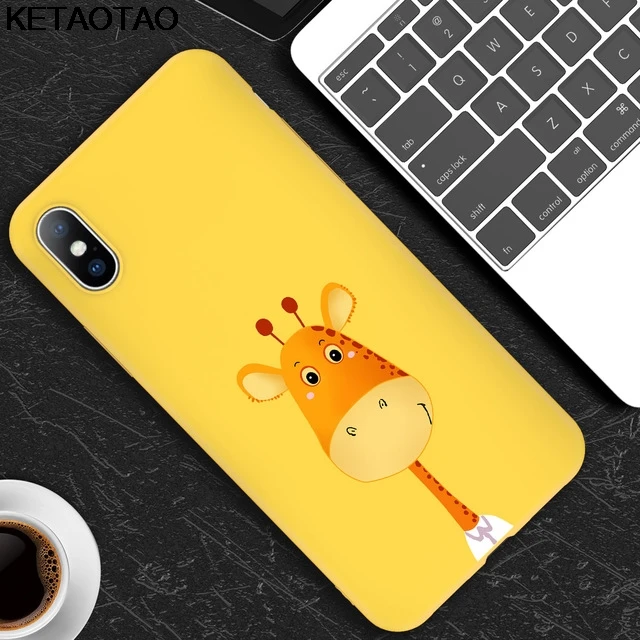 Хаки KETAOTAO чехол для телефона с мультяшным изображением жирафа кота для iPhone 6S 7 8 Plus X XS XR 11 Pro для samsung чехол из мягкого ТПУ резины силикона - Цвет: Хаки