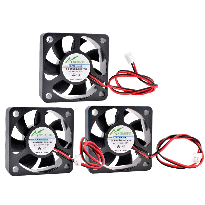 5cm 50mm 50x50x15mm DC5V 12V 24V 2pin Cooling Fan for chassis power supply charger inverter cooling fan