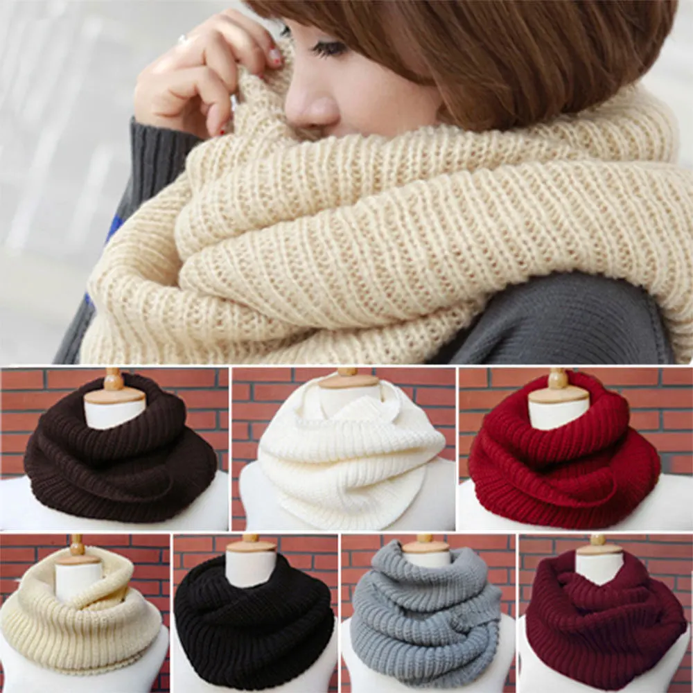 Useful Collar Gift Keep Warm 6 Color Knitted Ladies Neck Warmer Ski Circle Ring Scarf Knit Scarf Womens Scarves Fashion