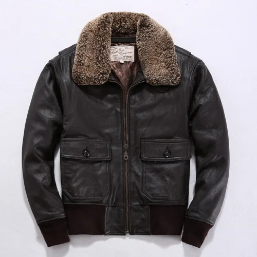 Dark Brown Tcyeek зимнее пальто из натуральной кожи, Мужская осенняя одежда, уличная одежда с воротником из натурального меха, куртка из натуральной коровьей кожи, верхняя одежда LW2376 - Цвет: Dark Brown