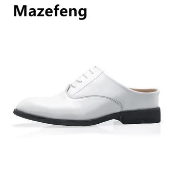 

Mazefeng Men Increase Shoes Summer Slippers Men Slippers Simple Casual Half Slippers Solid Outdoor Leather Slippers Round Toe
