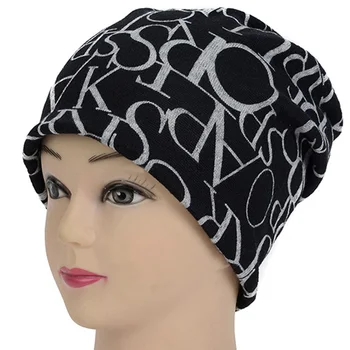 

Autumn Winter Male Female Hats Couple Letter Printed Caps Headgear Multi-function Turban Hat Scarf TY53