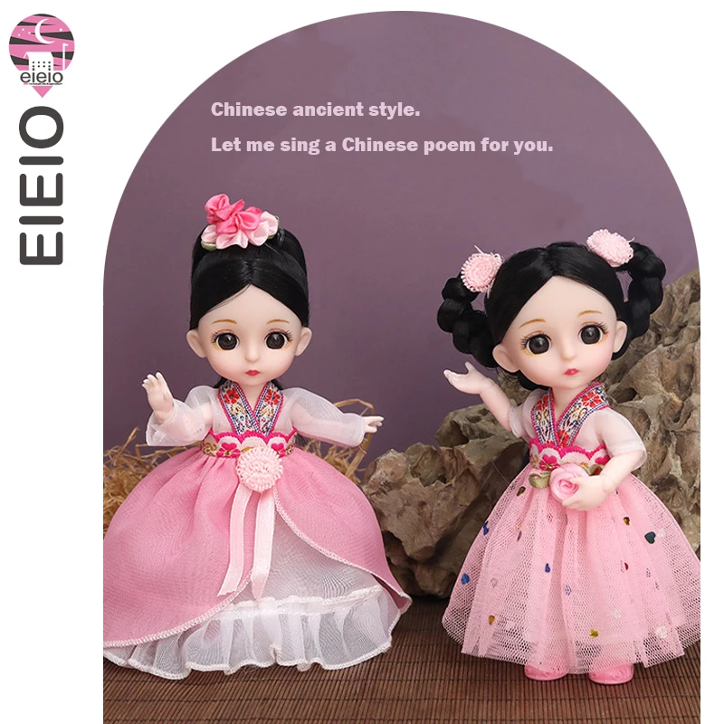 EIEIO Chinese style 1/12 bjd dolls for girls dress ancient costume clothes Kawaii Soft  interactive Toys for KIDS children  Gift