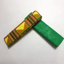 Зеленый полиэстер воск Анкара ткань Kente Chitenge гхановый воск для платья африканская ткань с принтом Китенге для ткани в 2+ 2 ярдов AW30