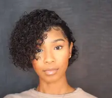 Pre arrancado corte Pixie peluca 250% para las mujeres negras Pixie Peluca de cabello humano nudos blanqueados corto de la onda de agua de Bob de fuente peluca Remy