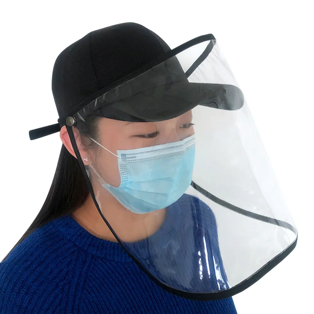 

Anti-Saliva Transparent Protective Cap Anti-Fog Hat Isolation Removable Mask Cover Face Peaked Cap Transparent Windproof Hat