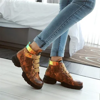 

Fashion Spring Ankle Boots England Autumn 4CM Heel Women Platform Boots Shoes Winter 2020 New Cool Western Boots Women's Shoes