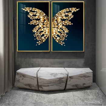 

Abstract Golden butterfly wings set Pictures Wall Art Print on Canvas poster print Modern Painting home Decor декор для дома