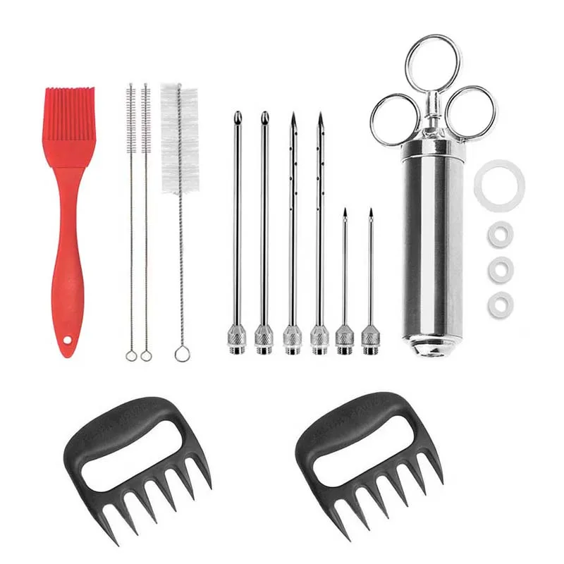 6Needle 3Brush 2Fork Iyoupite маринада мясо инжектор 2 унции емкость с 6 иглы силиконовая щетка нержавеющая сталь барбекю Инжектор Шприц - Цвет: 6Needle 3Brush 2Fork