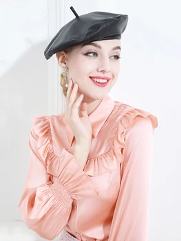 

Nerazzurri Spring ruffle 100% real silk shirt women long sleeve Pink black white plus size shirts tops 2020 button down fashion