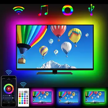 

2M/6.56FT RGB LED TV Backlight, Wifi Music APP RGB Strip Kit, Built-in Mic, Waterproof for TV Bedroom Kitchen Garden Home Party