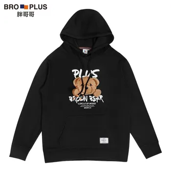 

Large Size Sweater Stylish Loose Wear Plus-sized Loose Fashion Embroidered Bear Hooded Pullover Top