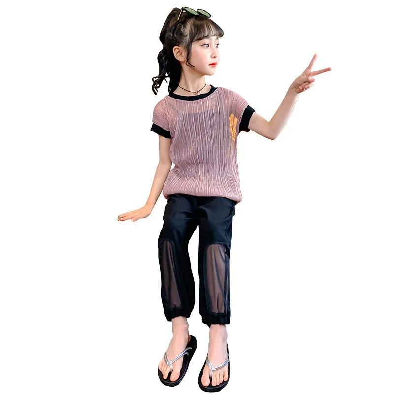 

3 Pcs Summer Girls Clothes Set Children Clothing Outfits T-shirt + Vest + Pants for Kids Girls Casual Tracksuit 6 8 10 12 Years