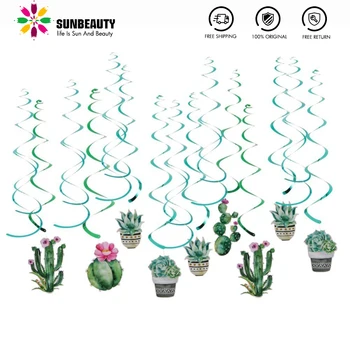 

30pcs Hawaiian Cactus Party Decoration Tropical Flowers Hanging Swirls Photo Paper Decor For Home Luau Birthday Party Supplies