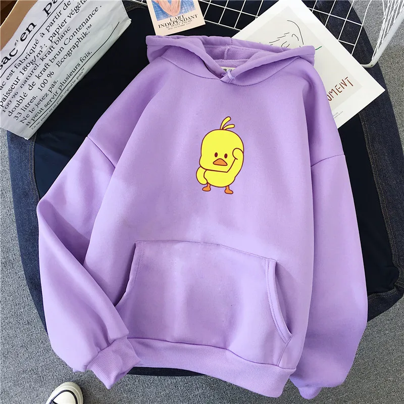  Women Cartoon Chick Hoodie Kawaii Hoodie Winter Warm Oversized Sweatshirt Anime Hirajuku Hoody Tumb