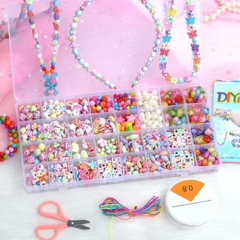 

32 Grid Handmade Beaded DIY Children's Toys Creative Loose Beads Crafts Making Bracelet Necklace Jewelry Set Toy Gift