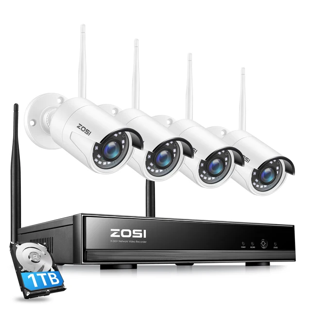 ZOSI 8CH Wireless CCTV System H.265 1080P NVR 2MP IR-CUT Outdoor Video Recorder Camera IP Security System Video Surveillance Kit 1