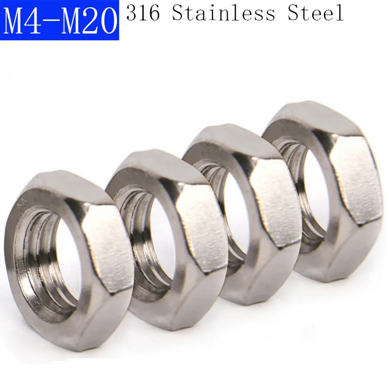 M8 M10 M12 M14 M16 M18 M20 A4 STAINLESS FINE PITCH METRIC THREAD HEX FULL NUTS 