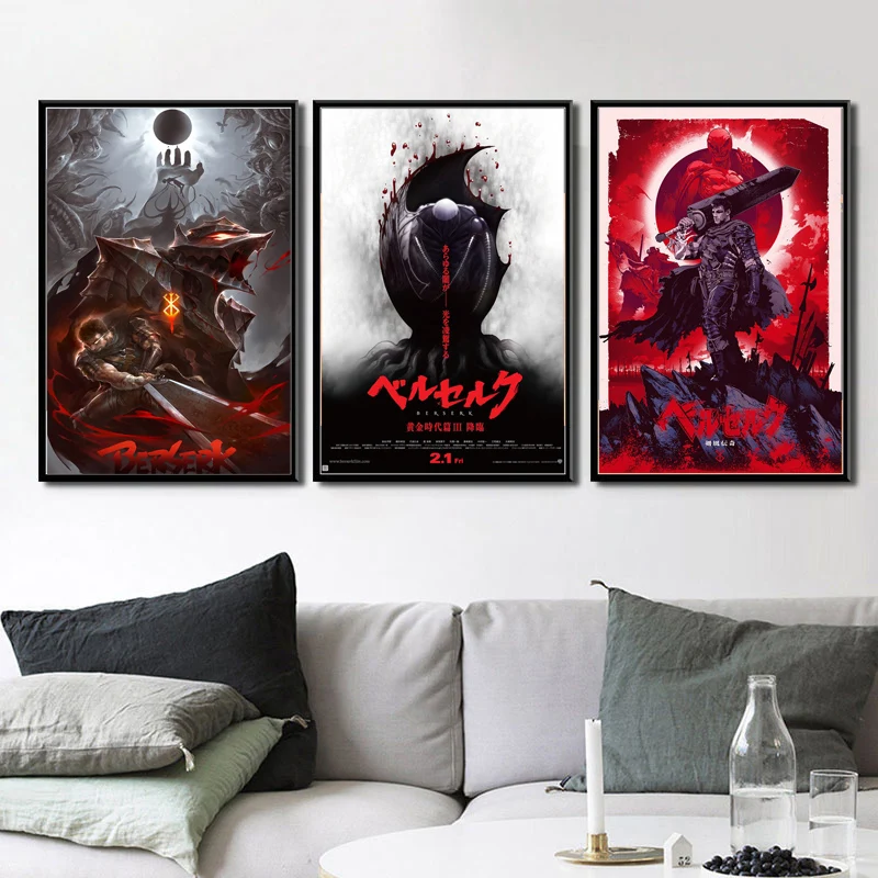 

Hot Red Berserk Japan Anime Cartoon Comics Poster And Prints Wall Art Canvas Painting Wall Pictures For Living Room Home Decor