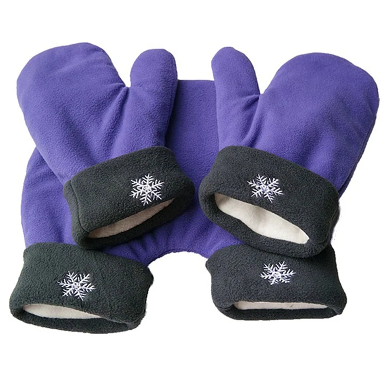 Рождественские перчатки дл пар милая теплая ручка двойные перчатки толстые зимние перчатки для бега - Цвет: Фиолетовый