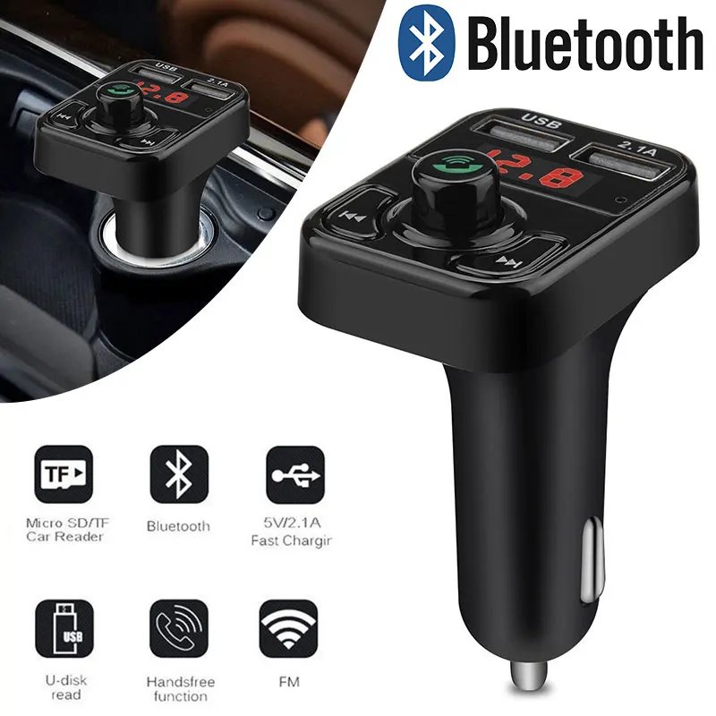 

FM transmitter modulator Vehicle-mounted BluetoothV3.0+EDRhands-free kit Audio MP3 player fast vehicle-mounted automatic charger