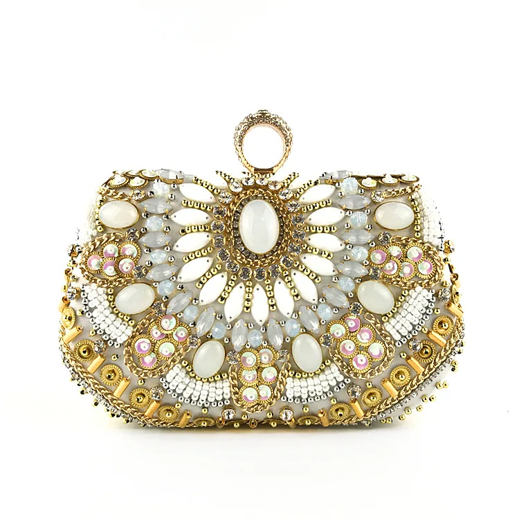 

IMIDO Women Rhinestone Clutch Bags Gold Purse Handbag Luxury Wedding Beaded Elegant Crystal Evening Bag Diamond Shoulder Bags