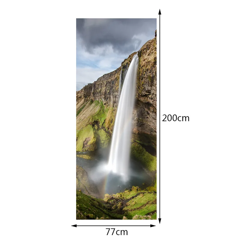 Наклейки на дверь с изображением водопада холма, украшения для дома, аксессуары для украшения дома, стикеры для гостиной, Прямая поставка